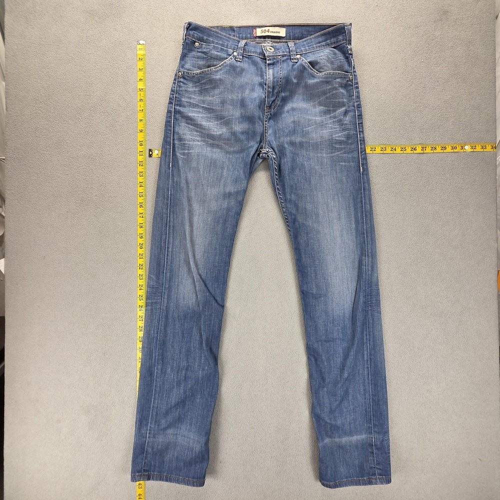 Vintage Levis 504 Jeans Mens 31x34 Blue Straight Engineered Whiskers Honeycomb